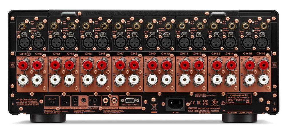 Die Anschlüsse der Marantz AMP 10 Endstufe