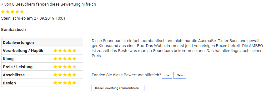 Kundenbwertung Sennheiser Ambeo Steini