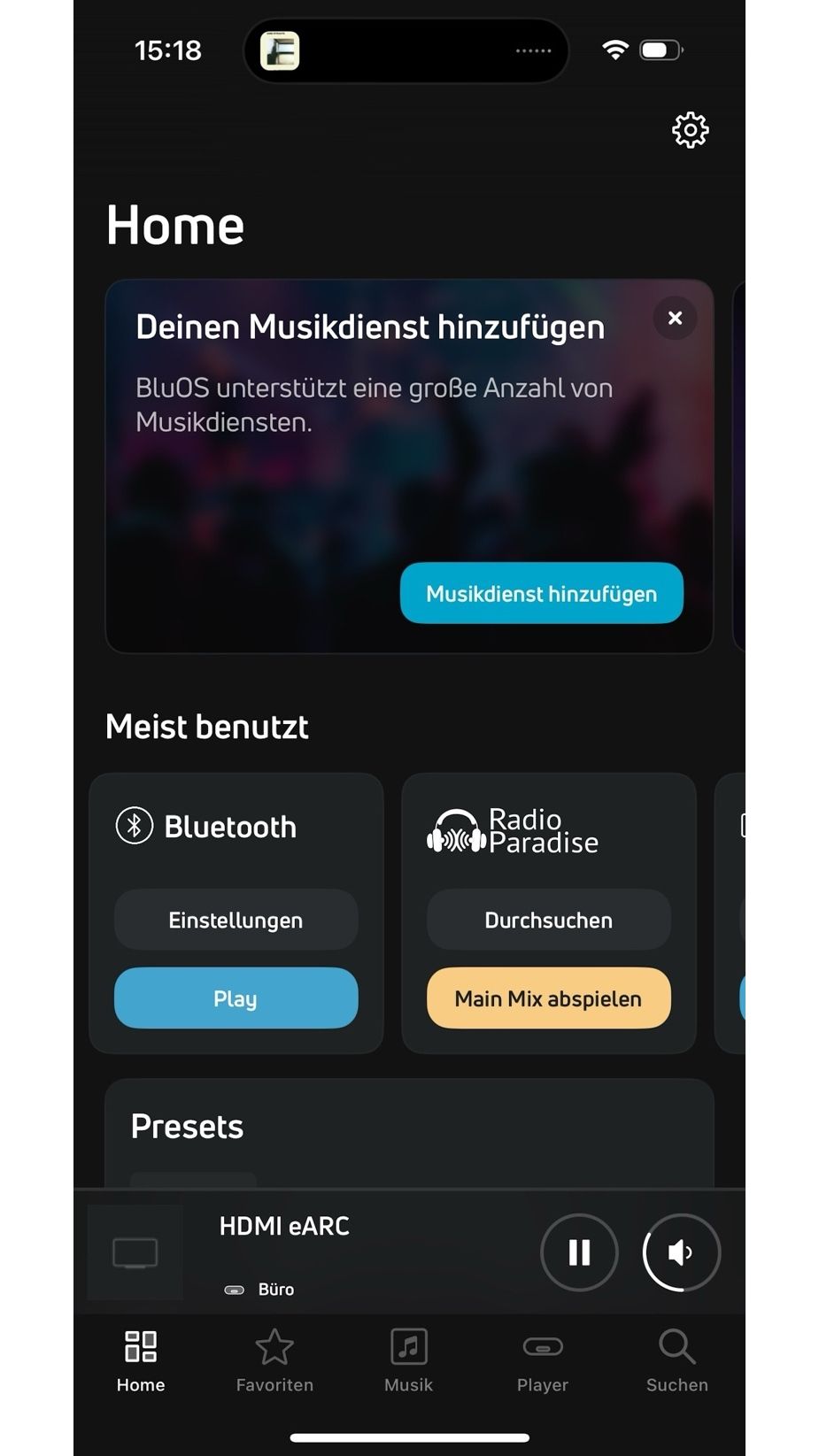 Bluesound PULSE CINEMA in der App
