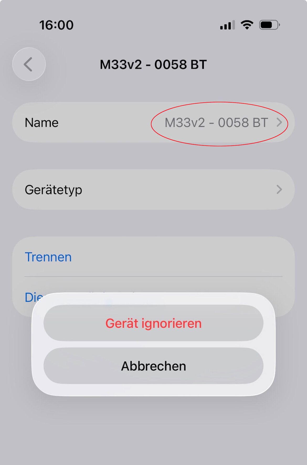 Das Gerät aus der Geräteliste entfernen