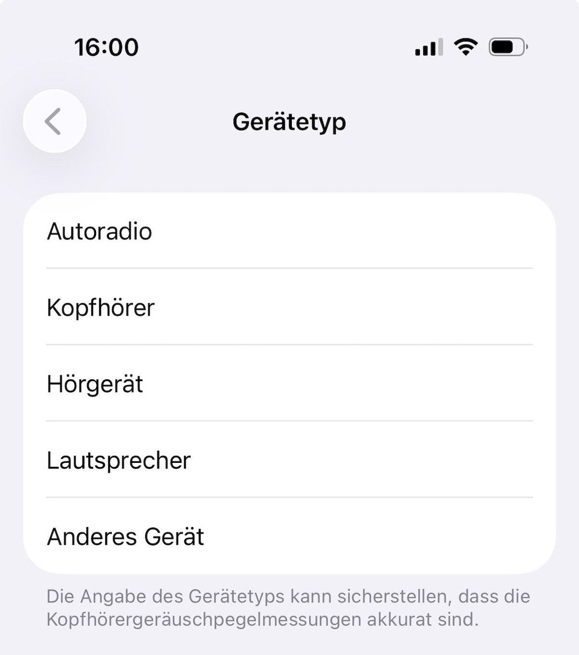 Screenshot Richtigen Gerätetyp auswählen
