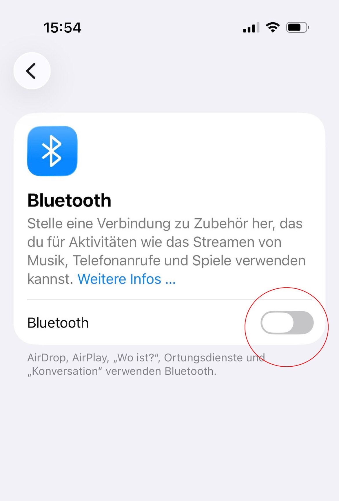 Screenshot Bluetooth inaktiv