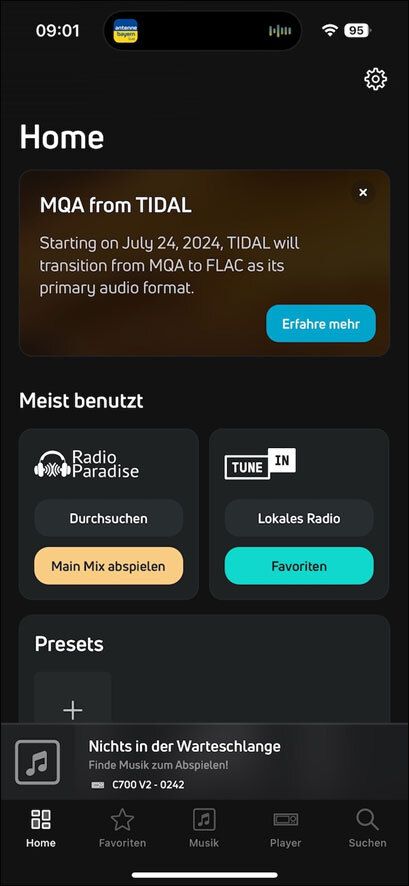 Screenshot BluOS App