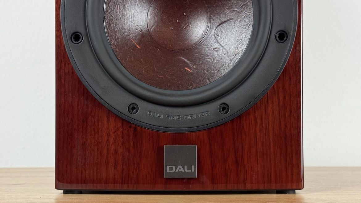 Unterer Bereich des Dali Rubikore 2 mit Logo vorne