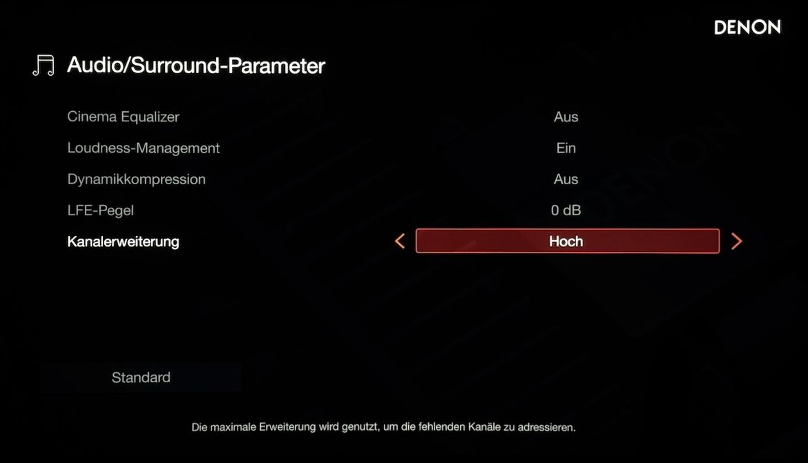 Screenshot Denon Einrichtungsassistent