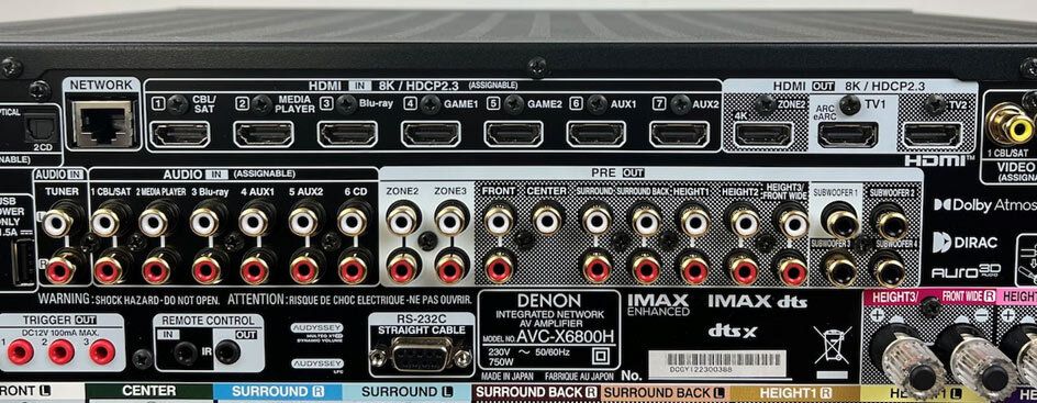 Zahlreiche HDMI-Schnittstellen am Denon AVC-X6800H