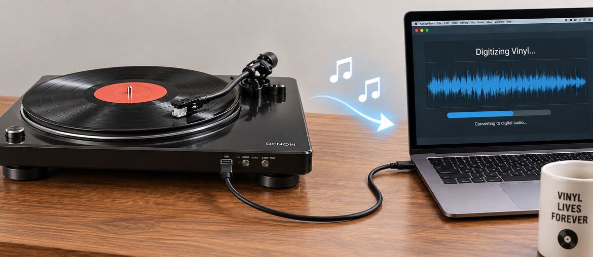 DENON DP-450USB über USB mit einem Computer verbunden
