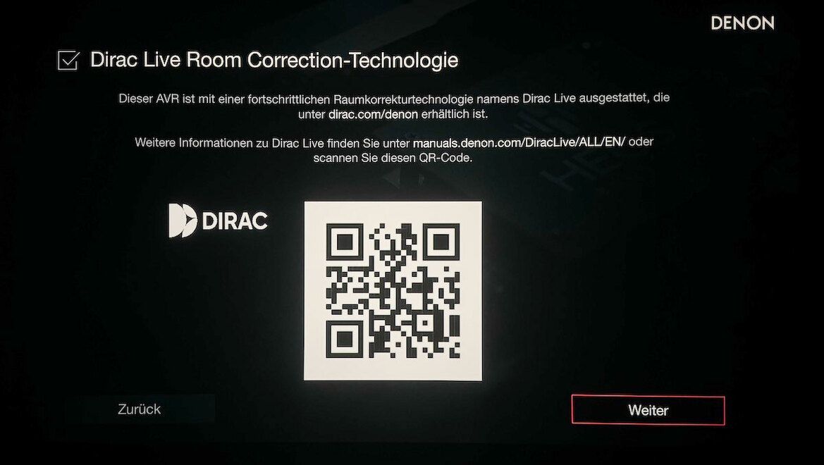 Screenshot des Dirac Live Einmess-Assistenten