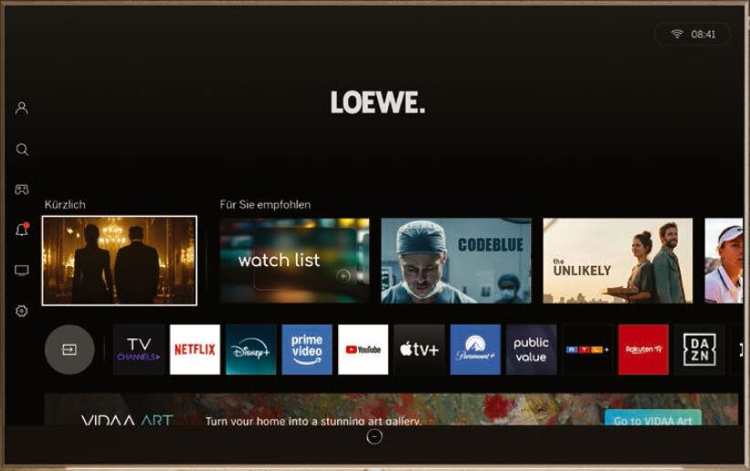 Screenshot LOEWE Bedieneroberfläche