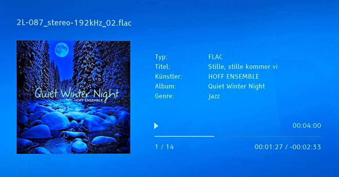 Screenshot des Menus: Wiedergabe von hochauflösendem Audio mit dem Magnetar Universalplayer