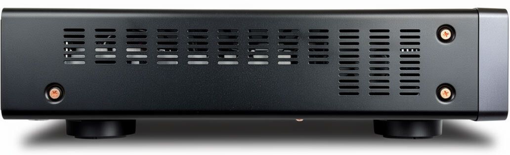 Seitliche Ansicht des schlanken Leistungsverstärkers