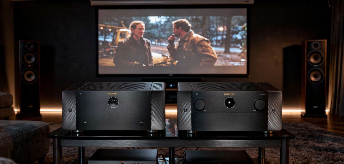 AV-Vorstufe Marantz AV20 und Endstufe AMP20 in einer experimentellen Home Theater Umgebung