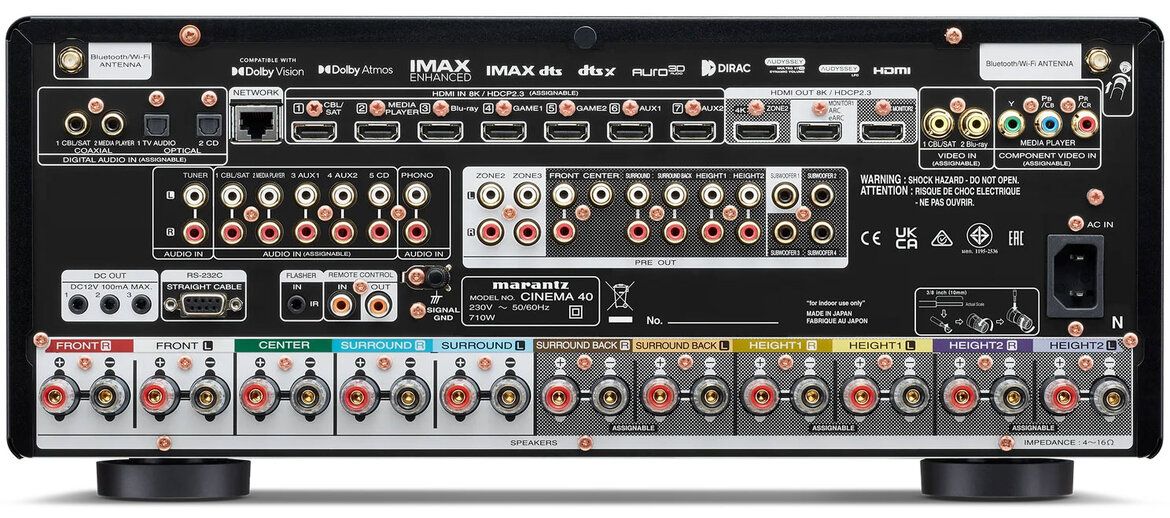 Rückseitze mit anschlussfeld des Marantz Cinema 40