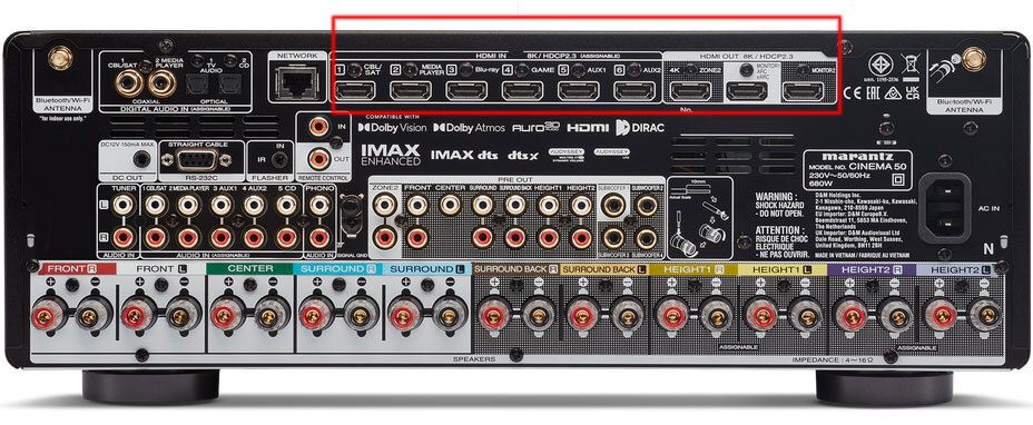 Rückseite des Marantz Cinema 50