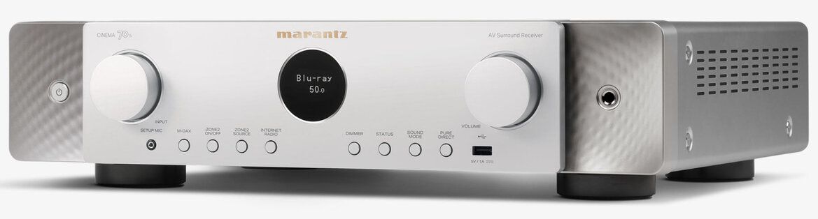 Der Slim-Line AV-Receiver Marantz Cinema 70s in silber-gold