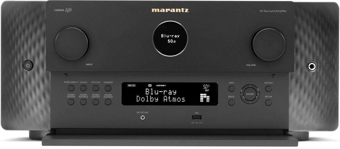 Frontansicht des Marantz Cinema 40 (mit geöffneter Bedienklappe)