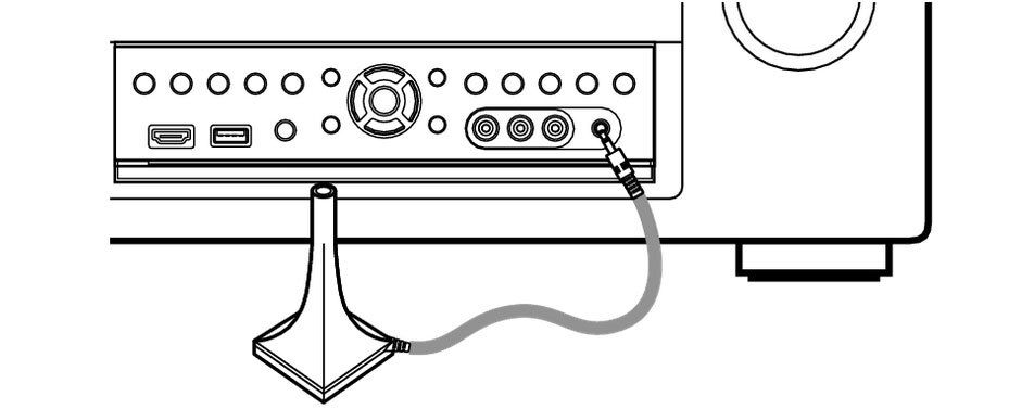 So wird das Einmess-Mikrofon am AV-Receiver angeschlossen.