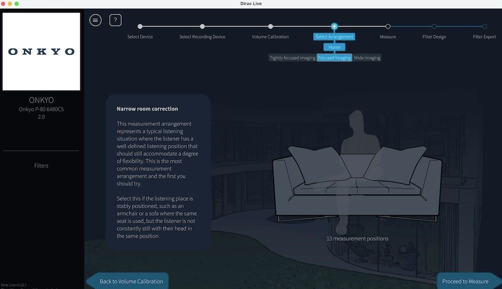 Screensdhot Dirac Live bei Onkyo