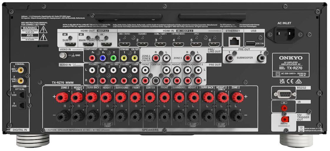 Rückseite des Onkyo-AV-Receivers