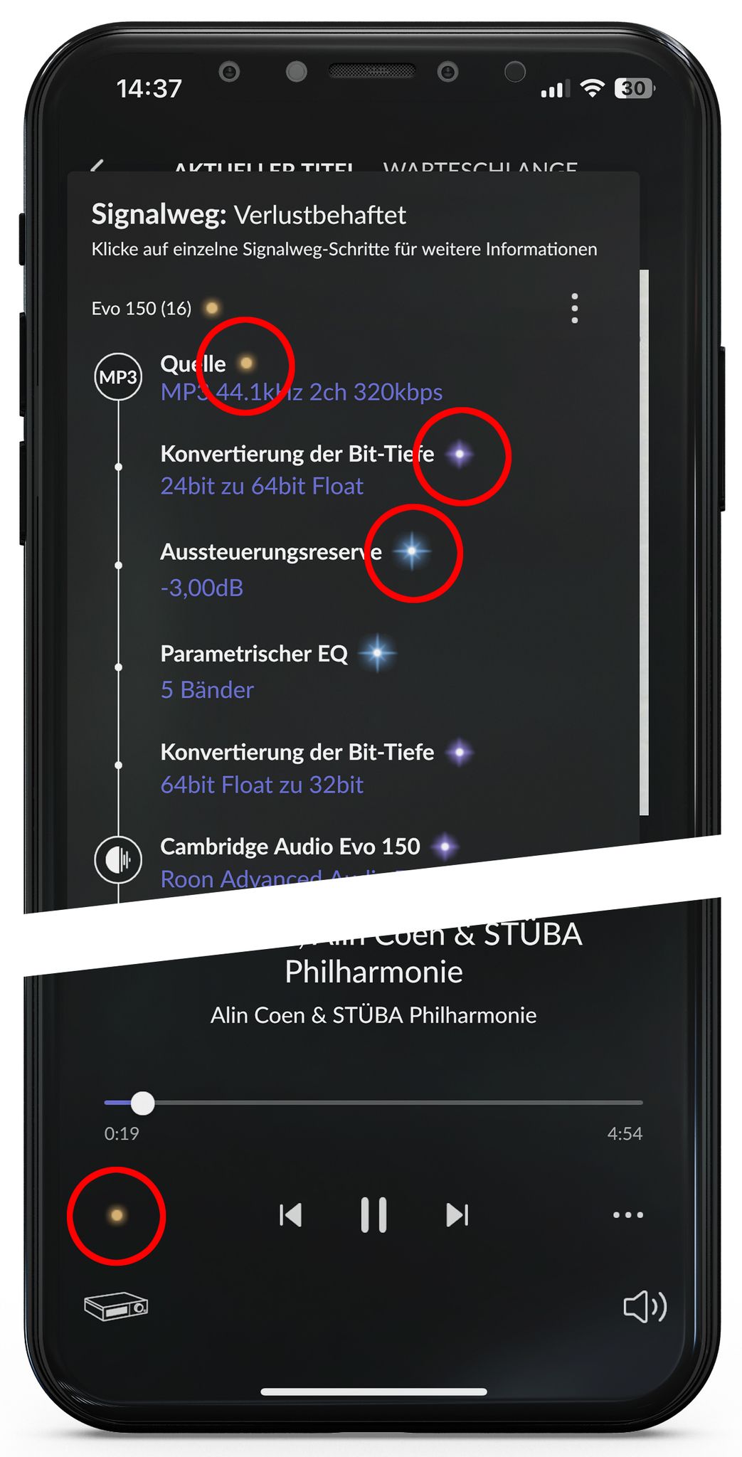 So wird die Musikqualität mit Farbcodes angezeigt