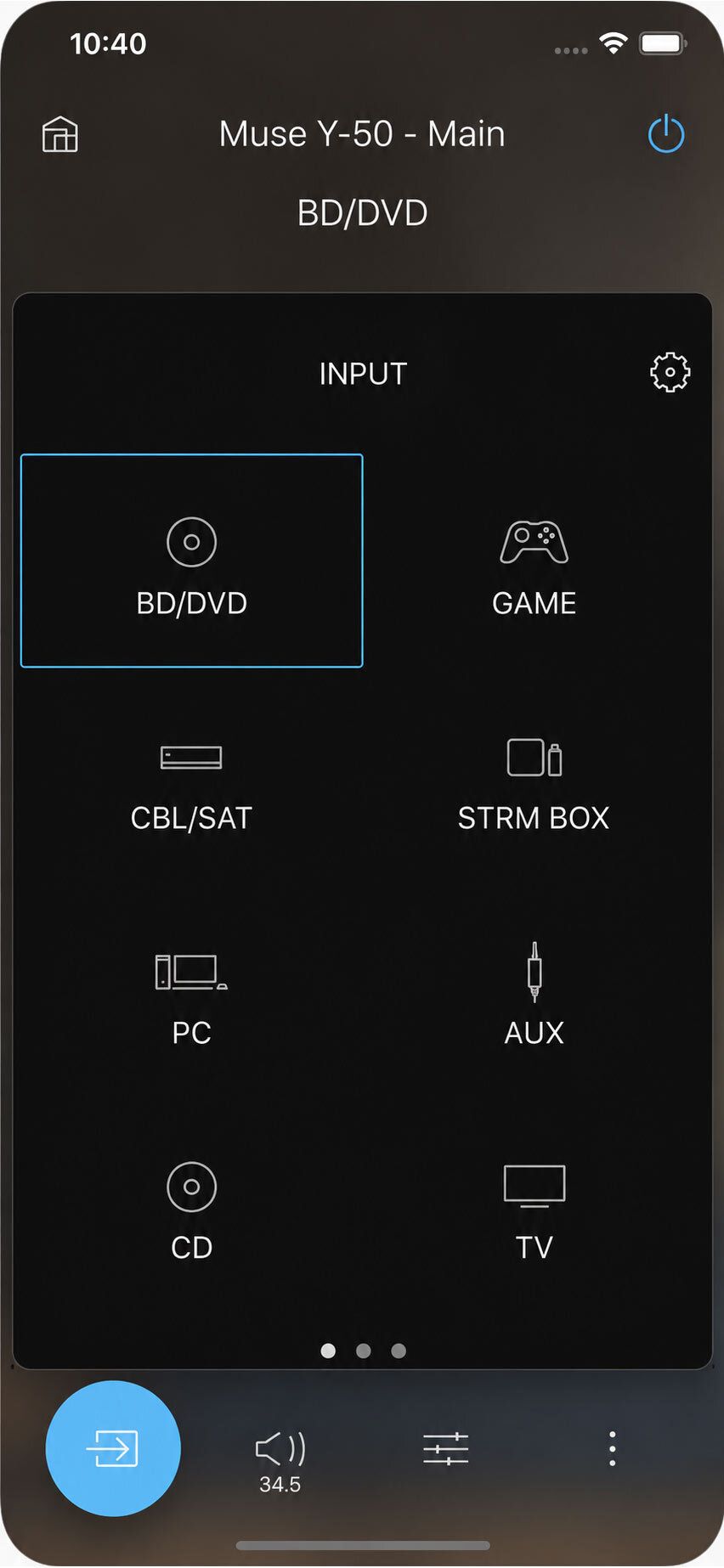 Screenshot ONKYO Controller App