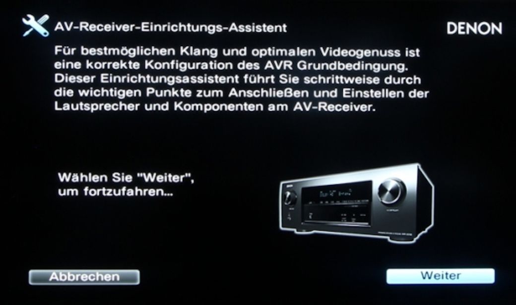 Denon Einrichtungsassistent für AV-Receiver