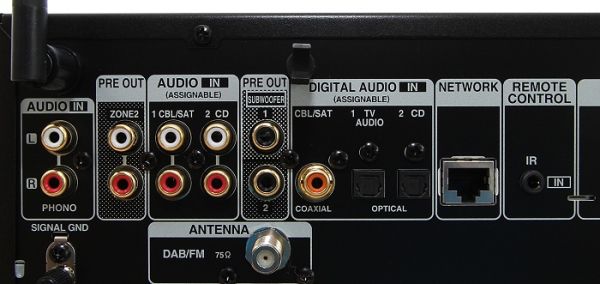 Anschlüsse des DRA-800H von Denon auf der Rückseite