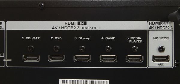 Denon DRA-800H, HDMI-Anschlüsse an der Rückseite