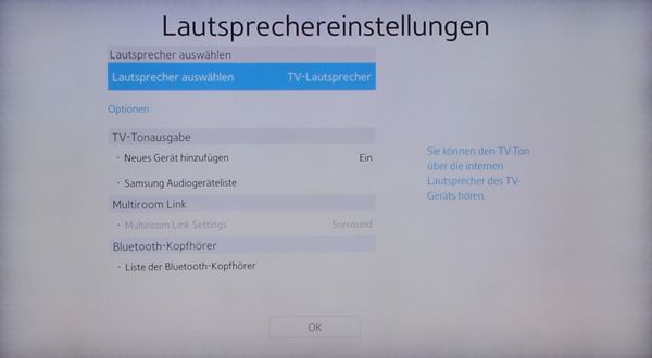 Lautsprecher-Einstellungen &gt; externe Lautsprecher