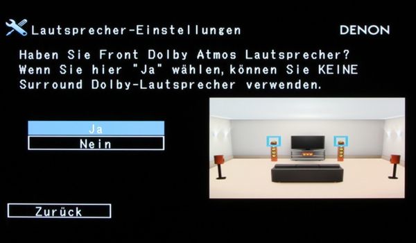 Lautsprecher-Einstellungen Denon Receiver