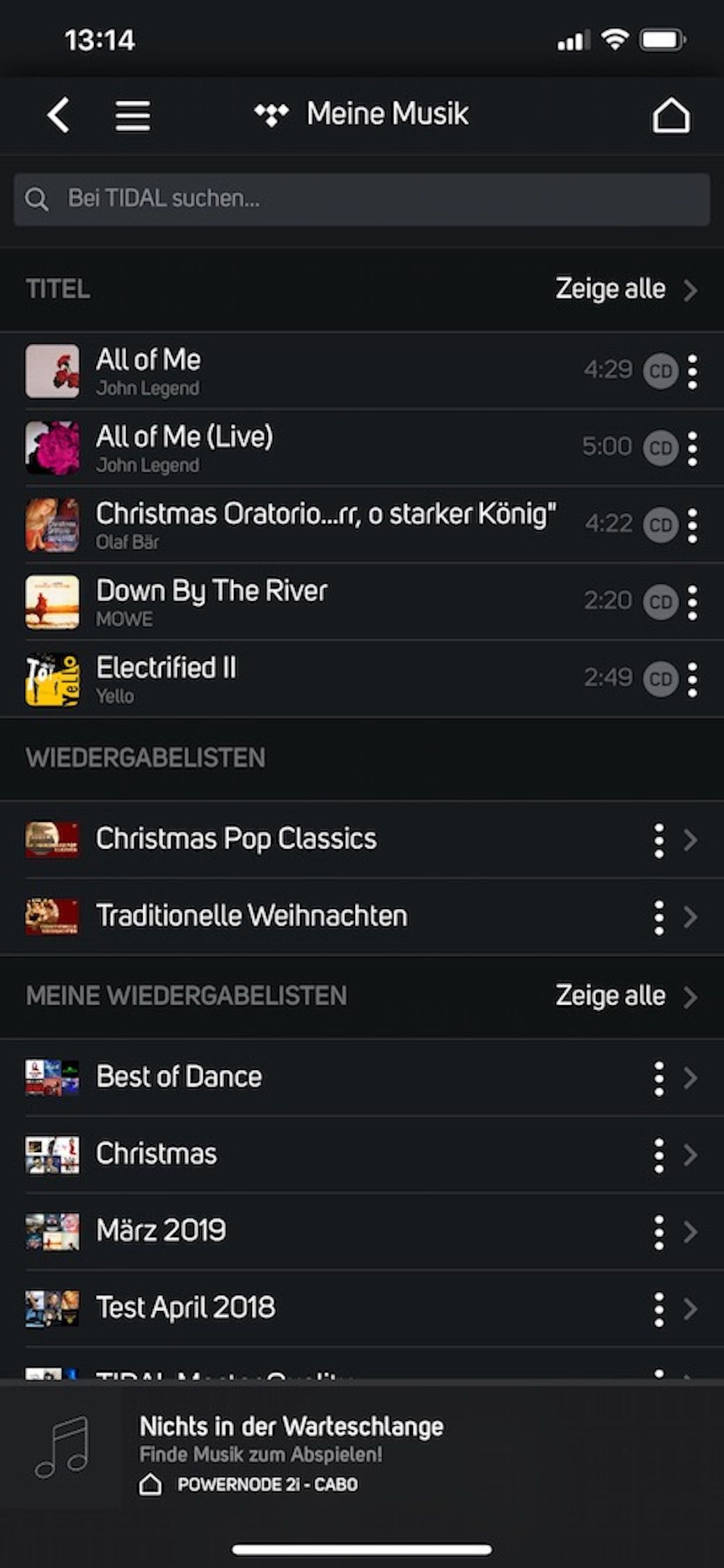 Meine Musik - Ansicht in der App