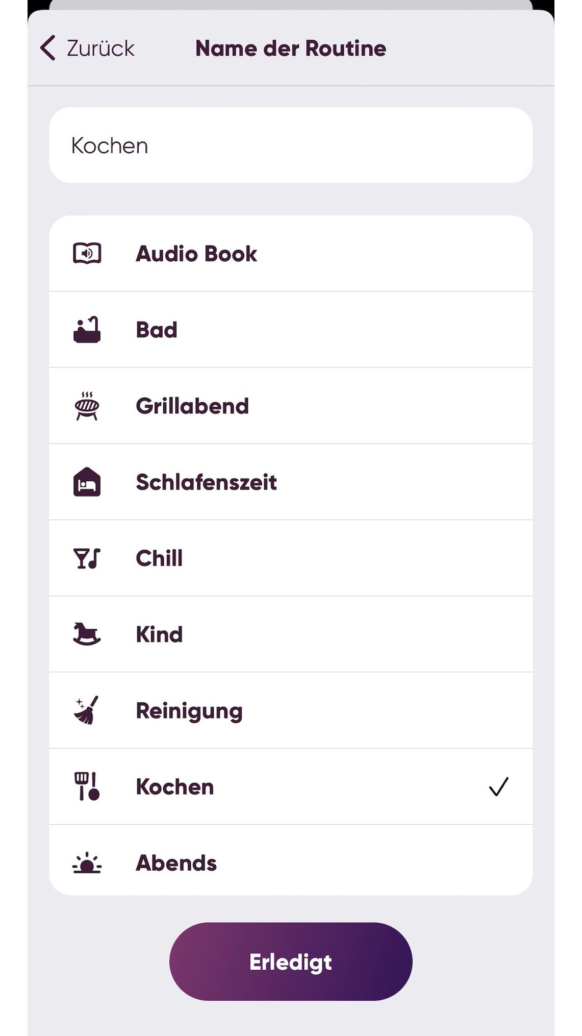 MusicCast - Routine benennen