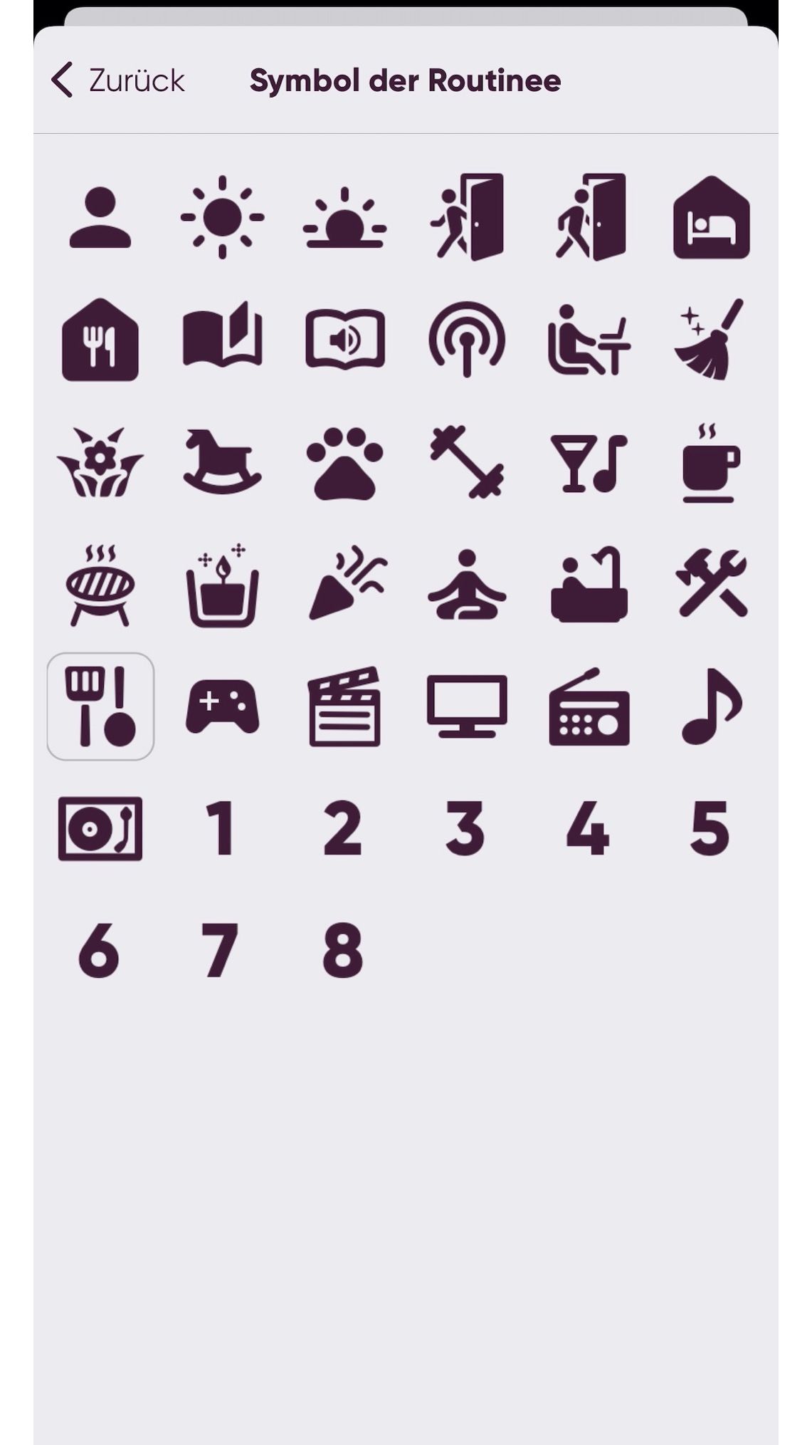 Routinen-Symbol auswählen