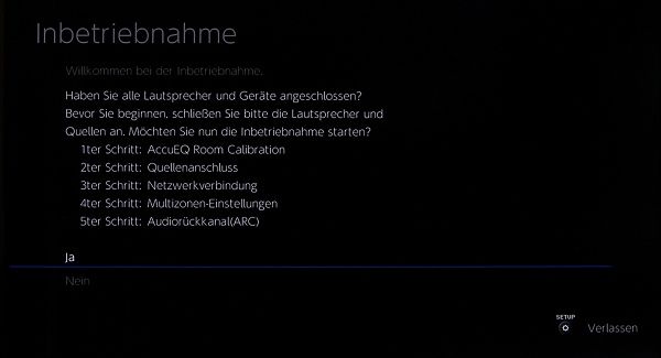 Einrichtungsassistent des Onkyo TX-RZ820
