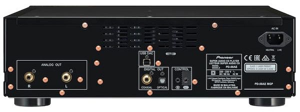 Rückseite des Pioneer PD-50AE in Schwarz