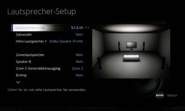 Lautsprecher-Setup Einrichtung beim Pioneer SC-LX 704