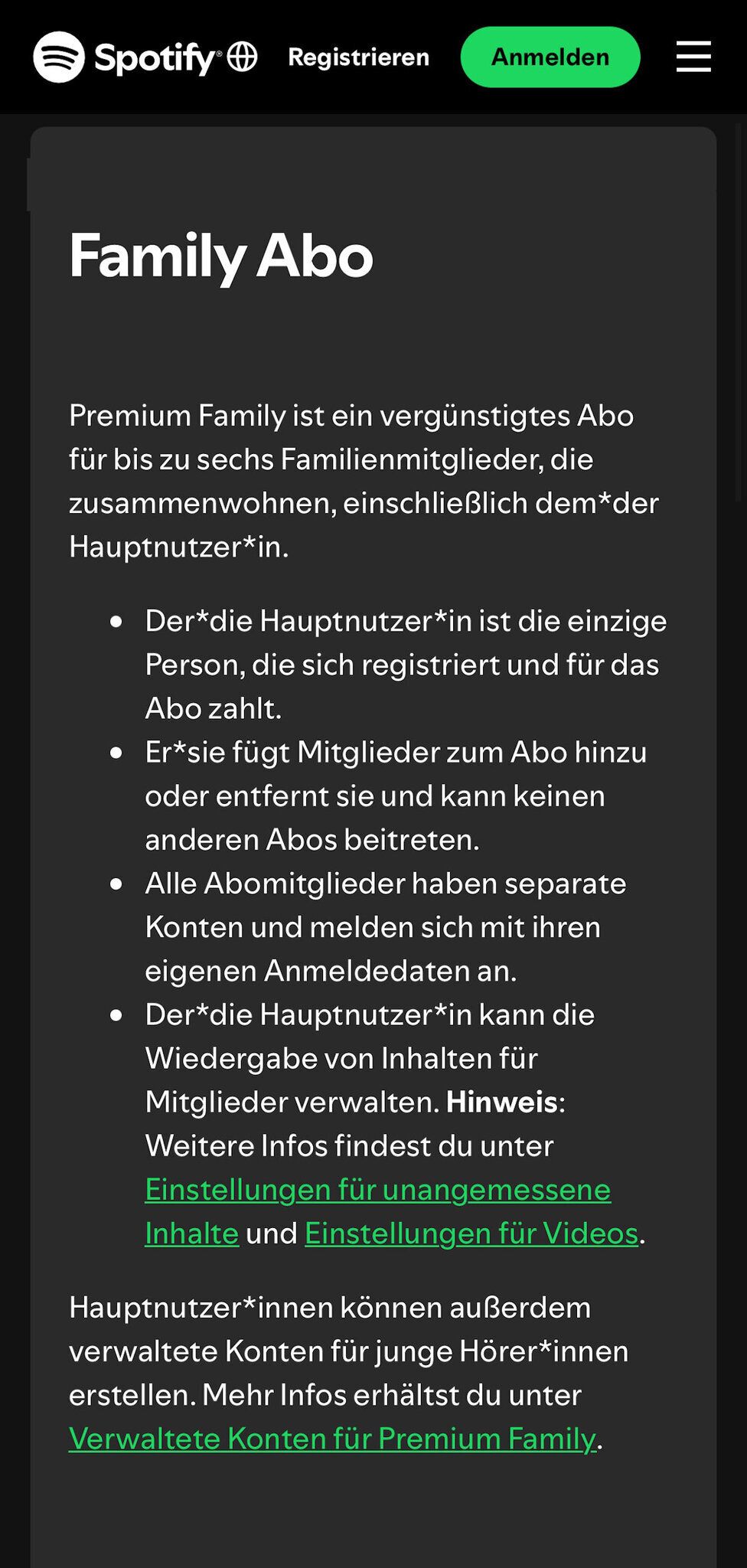 Screenshot Spotify Family-Abo