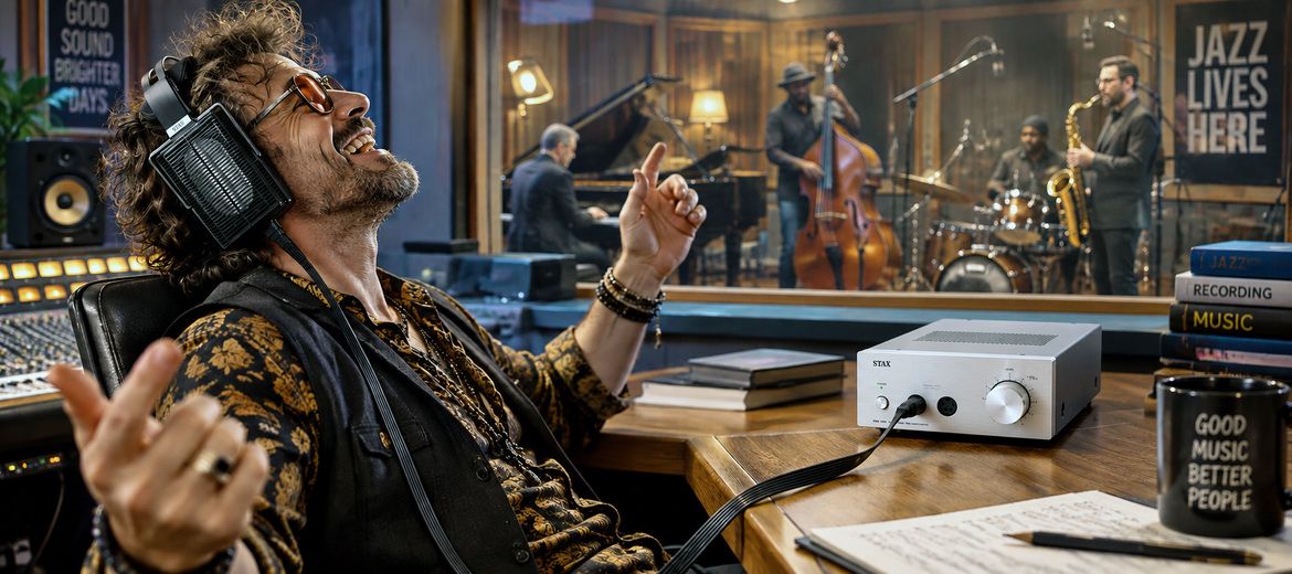 Stax-Kopfhörer in einem Aufnahme-Studio