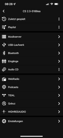 Schlichtes Design der AVM RC X App