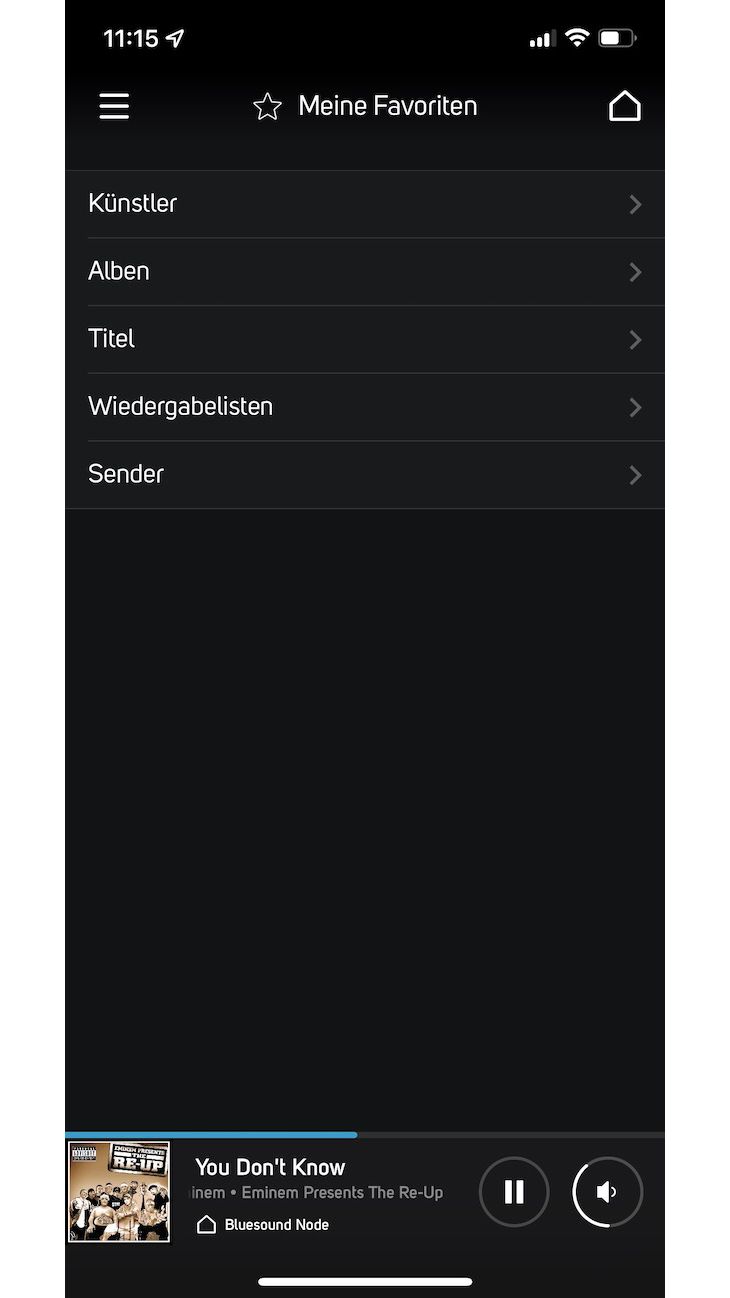 BluOS App - Favoriten