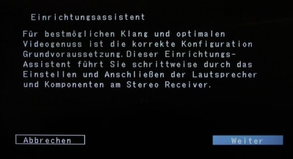 Einrichtungsassistent des Denon DRA-800H