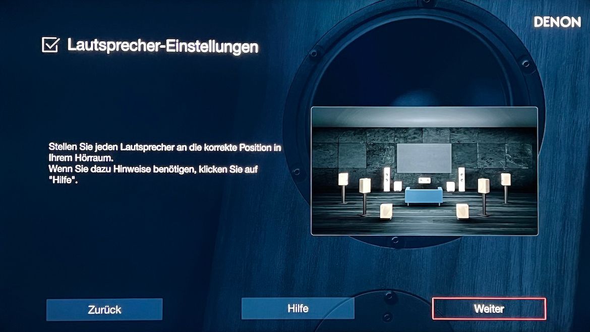 Denon Einrichtungsassistent - Lautsprechereinstellungen