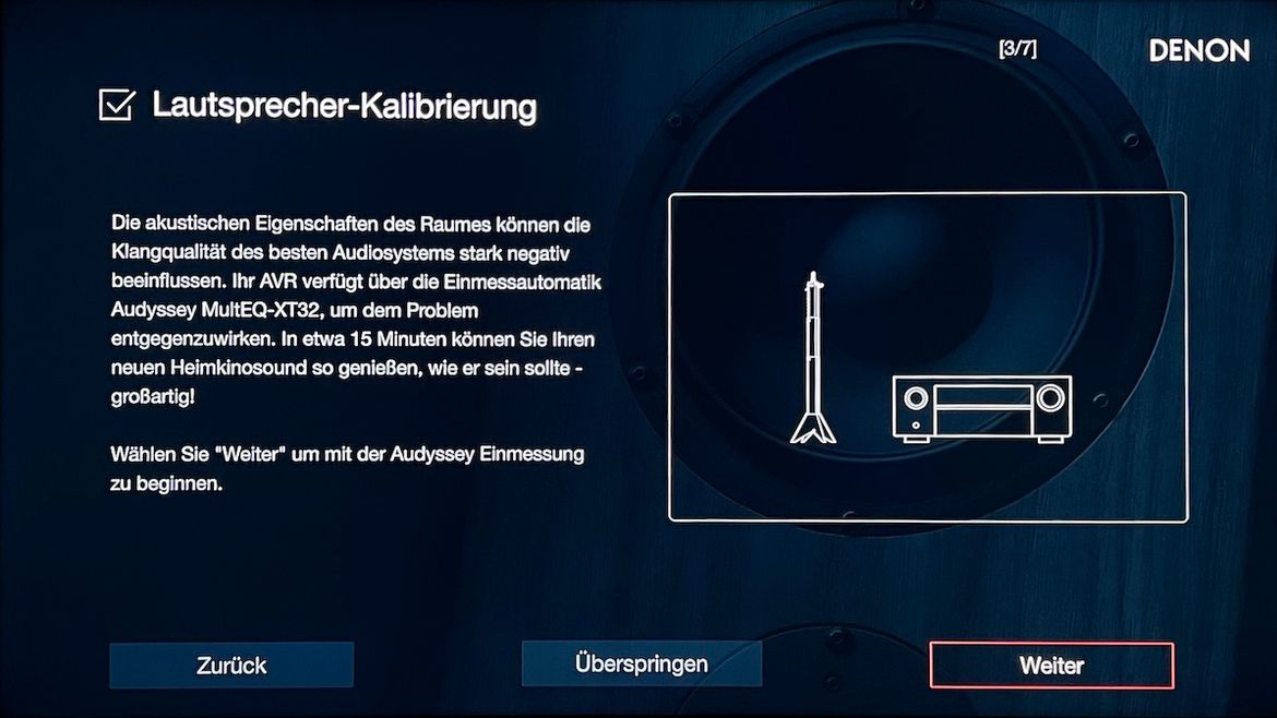 Denon Einrichtungsassistent - Audyssey Einmessung