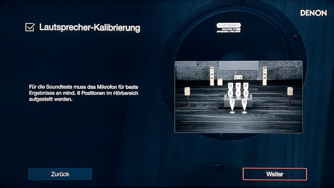Denon Einrichtungsassistent - Audyssey Einmessung