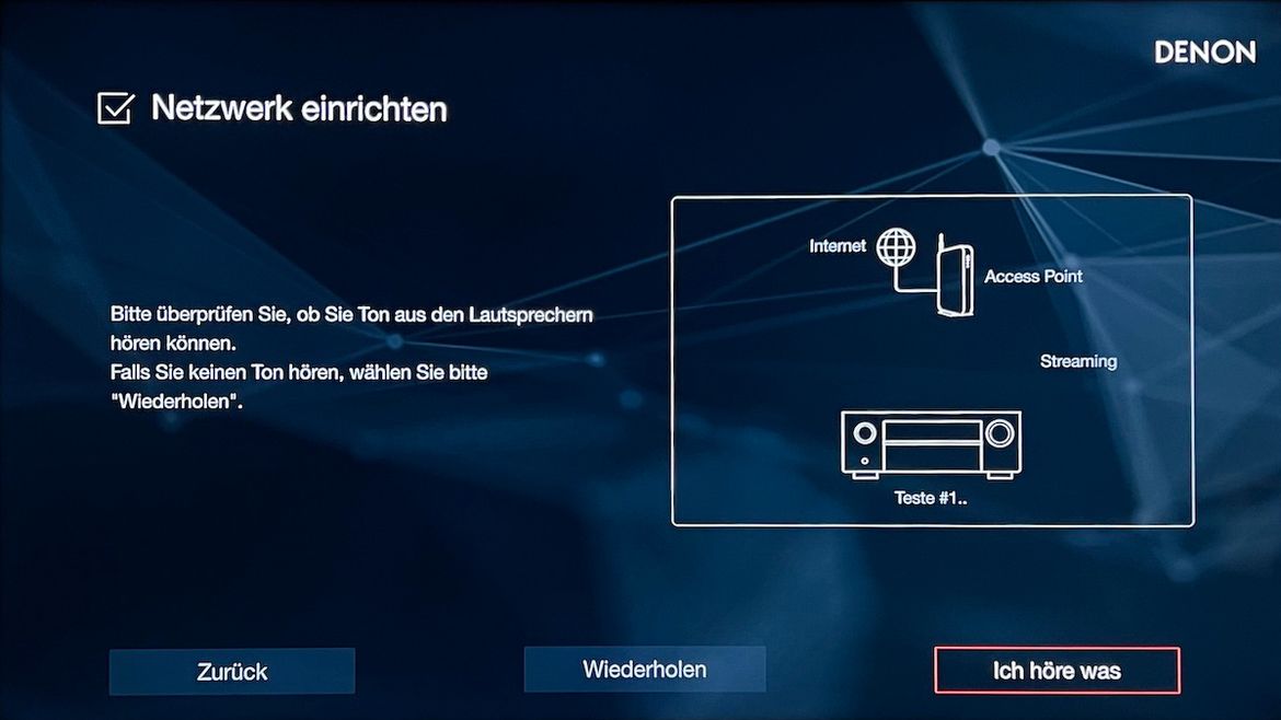 Denon Einrichtungsassistent - Netzwerkverbindung herstellen