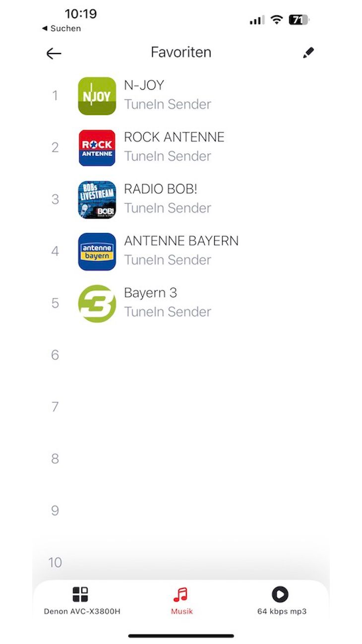 HEOS App: Funktionsauswahl