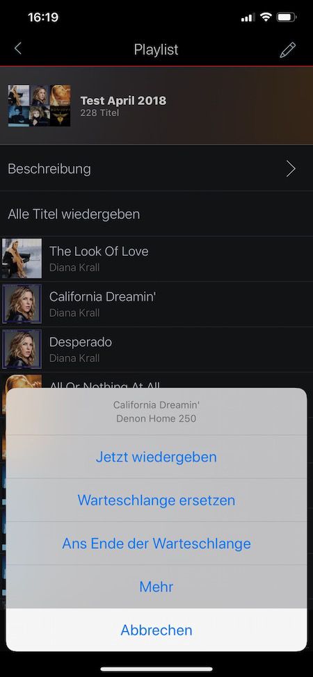 HEOS-App: Wiedergabe-Funktionen