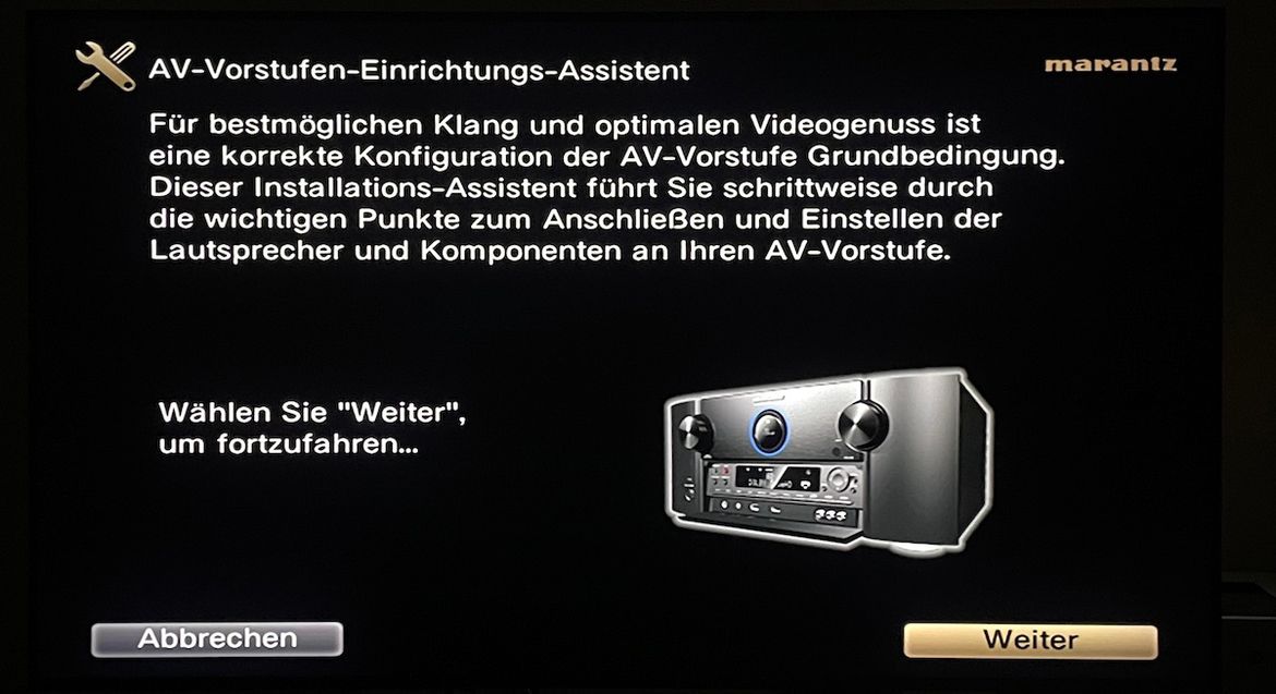 Einrichtungsassistent beim Marantz AV7706