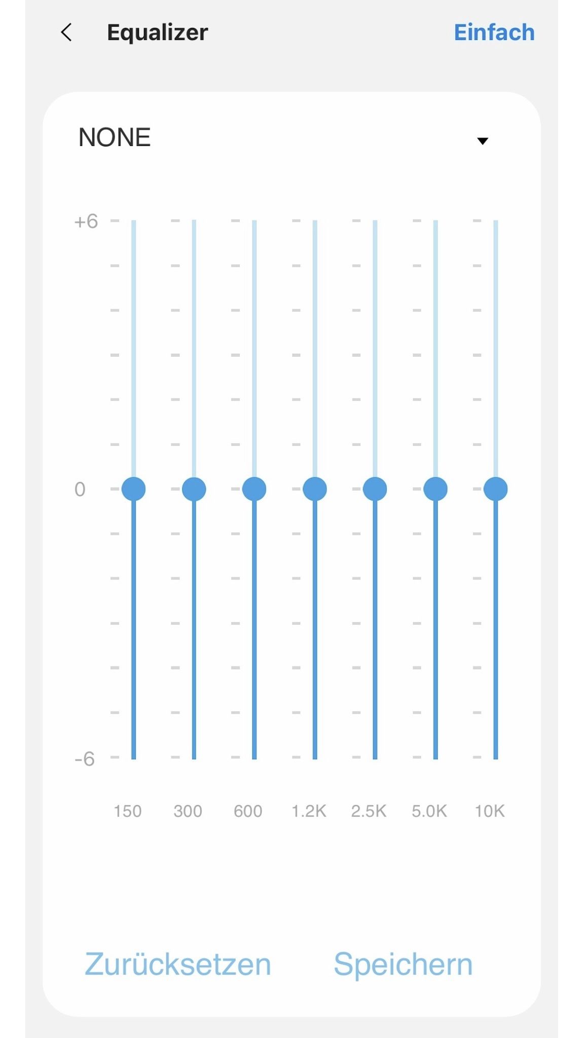 Ansicht der Equalizer-Einstellung