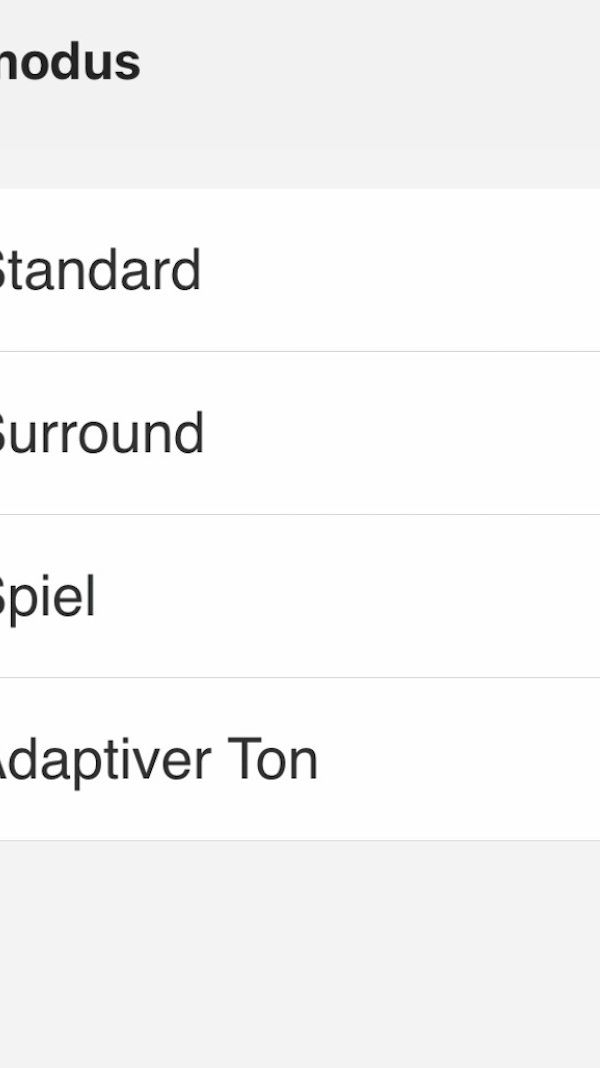 Screenshot der Toneinstellung via App
